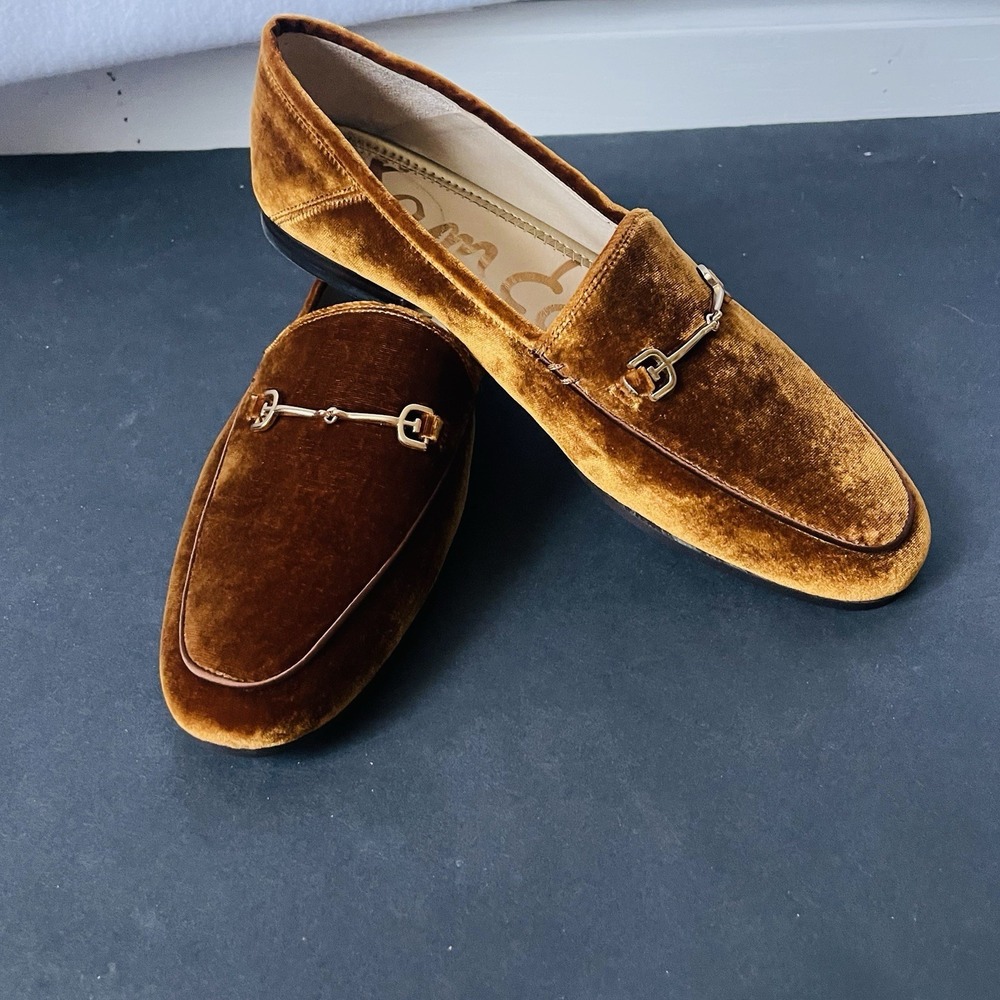 Sam Edelman,Lorraine loafers Cocoa Bronze, Brown Velvet Gold Tone,Size 9,New